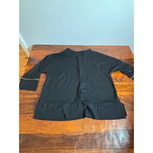 Jones New York Signature Black Gold Trim‎ Tunic Top Womens Large Knit 3/4 Sleeve thumbnail 5