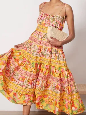 NEW Farm Rio Mixed Fruits Paradise Midi Dress Size XS NWOT Tropical Cotton thumbnail 1