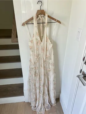 Free People Embroidered Holding On Convertible Maxi Dress in Cream thumbnail 4