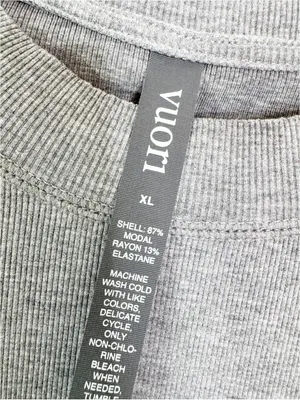 NEW Vuori Women’s Long Sleeve Ribbed Mudra Fitted Tee Top Gray Size XL thumbnail 7