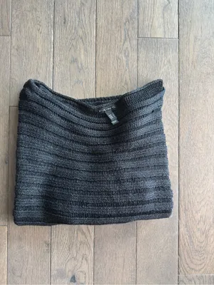 FANG Black Open-Knit Boatneck Sweater thumbnail 6