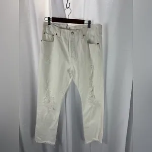Levi’s‎ 501 White Distressed Button Fly Jeans Size 32 EUC thumbnail 2
