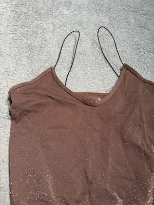 Free people intimately Spaghetti Strap Sparkle Crop Top in Brown M/L thumbnail 3