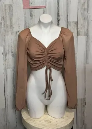 Brown crop top size Xlarge Tan thumbnail 1