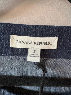 Banana Republic NWT Women’s Denim Cropped Tie Shirt Blouse Size Small thumbnail 3