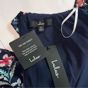 NWT Lulus My Favorite Navy Blue Floral Print Off the‎ Shoulder Dress MEDIUM thumbnail 11