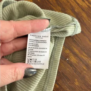 American Eagle Ribbed Halter Top Open Back V Neck Size XS Green thumbnail 9