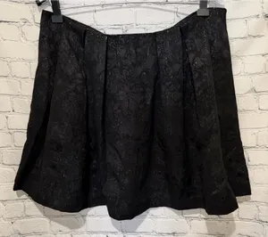 DKNYC Black Shiny Pleated Mini Skirt Size XL thumbnail 1