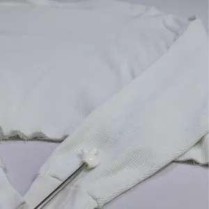 John Galt Nantucket Graphic Thermal Top‎ Women OS White Blue Cropped Waffle Knit thumbnail 6