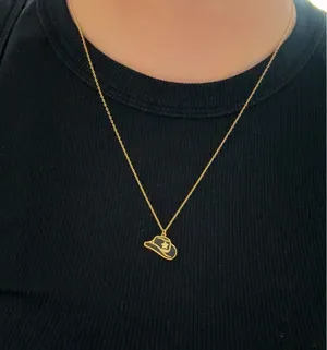 Gold Cowboy Hat Necklace – Western Country Charm Pendant thumbnail 6