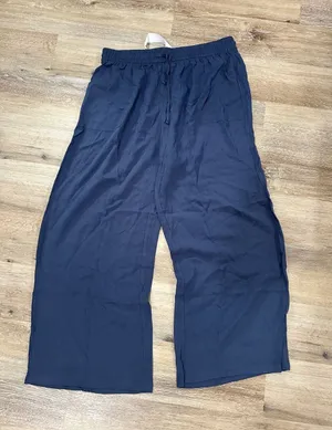 Navy women’s canvas Elastic-Waist Casual Pants thumbnail 1