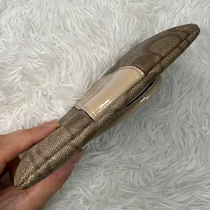 COACH Brown Gold Signature Coat Canvas Wristlet thumbnail 3