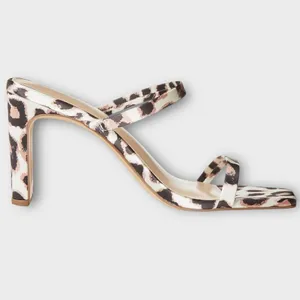 The Drop Leopard Avery Square Toe Two Strap High Heeled Sandal Size 8.5 Brown thumbnail 2