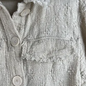 Zara Size S Shacket Jacket Cream Boucle Tweed Cropped Oversized Long Sleeve thumbnail 4