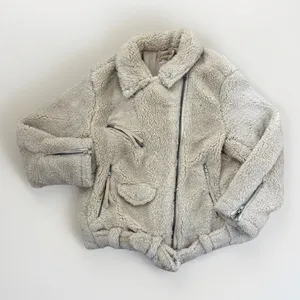 Free People Sherpa Jacket Womens Size Small So Cozy Slouchy Fleece Moto Jacket thumbnail 1