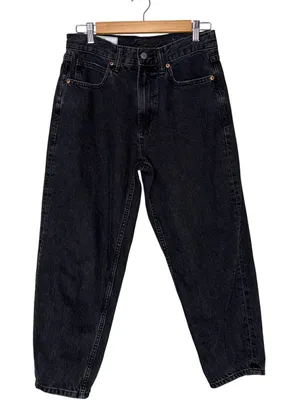 Gap Barrel Jean High Rise Women 27/4 Regular Black Excellent Tapered Leg Denim thumbnail 1