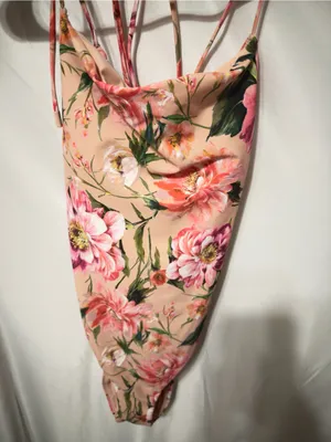 Express Body Contour Lace Up Strappy One Piece Floral Swimsuit size XL thumbnail 5