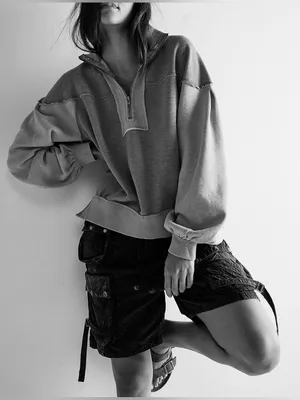 Free People We the Free Kassey Half Zip - Heather grey combo - Small thumbnail 3
