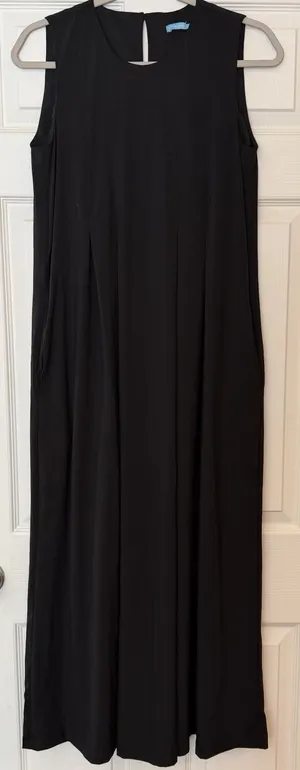 J. McLaughlin Maxi‎ Dress S Black Catalina Cloth Sleeveless Pockets Minimalist thumbnail 1