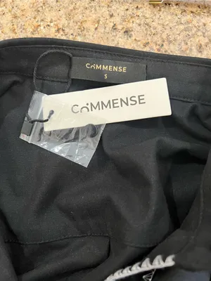 Commense NWT Black Contrast Stitch Belted Shirt Dress Small Linen Blend Sold Out thumbnail 6