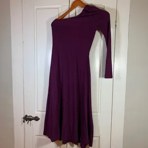 Pact One Shoulder Midi Dress‎ XS Purple Organic Cotton Stretch Long Sleeve thumbnail 4