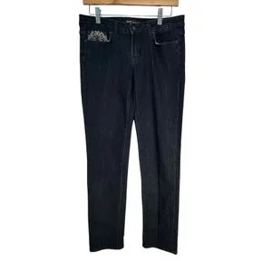 Cielo Jeans USA Womens Dark Wash Embroidered Rhinestone Straight Leg Jeans Sz 31 thumbnail 7
