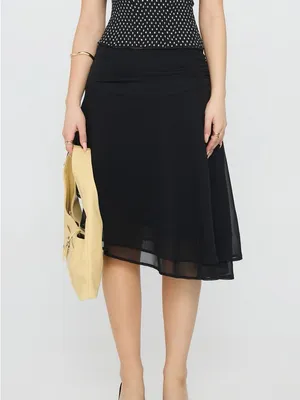 Princess Polly Evanescence Asymmetrical Midi Skirt in Black thumbnail 2