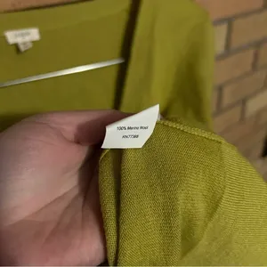 J. Crew Factory Green Cardigan Sweater Merino Wool Rhinestone Buttons Size M thumbnail 4