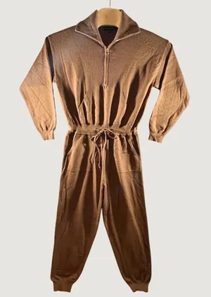 1281 | Tahari Knit Loungewear Half Zip‎ Drawstring Jumpsuit Brown Women S thumbnail 1