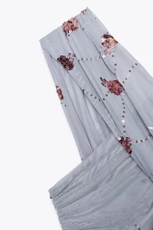ZARA Draped Sequin Mini Dress blue thumbnail 5