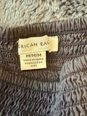 EUC American Eagle Outfitters Dark Gray Eyelet Ruffle Tiered Mini Skirt Size M thumbnail 2