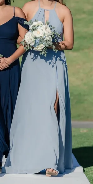 A6 Azazie Dress Dusty Blue thumbnail 1