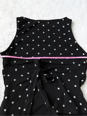 Polka Dot Ruched Boat Neck Tie Back Tank Top 🐚 Size Large thumbnail 6