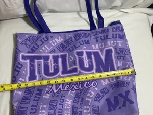 Tulum Mexico Purple Zipper Tote Bag Travel Beach Shopping Souvenir Polyester thumbnail 2