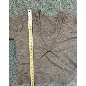 French Connection Women Brown Twist Front Layered Look Wool Blend Sweater Large thumbnail 3