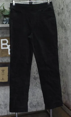 Denim & Co. Tall Stretch Velvet Straight Leg Pull On Pants A662789 Black M Tall thumbnail 1