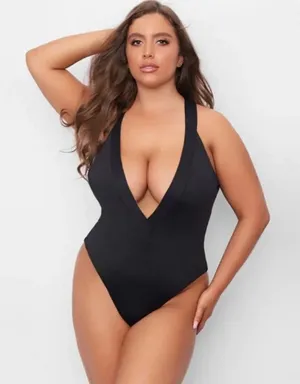 NWT Frederick's of Hollywood Black Naxos One-Piece Swim Bathing Suit Size Medium thumbnail 1
