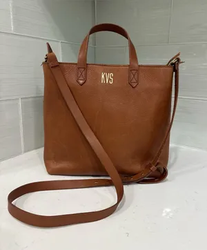 Madewell Small Zip-Top Transport Tote English Root Leather Crossbody Bag thumbnail 1