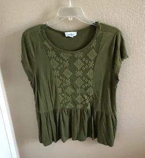 Green Knit Blouse Size L thumbnail 1