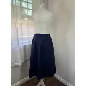 Vintage ‘90s Navy Blue Wool Blend Midi Skirt thumbnail 8