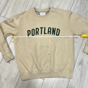 DENIM AND FLOWER Portland Crewneck Graphic Sweatshirt In Sand Size Large Has s thumbnail 4