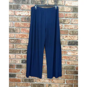 Susan Graver Navy Wide Leg Pull On Style Pants Size Large Minimalist Casual thumbnail 3
