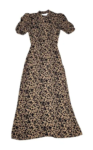 Reformation Dusk Dress Midi Animal Print Size 0 Open Back thumbnail 1