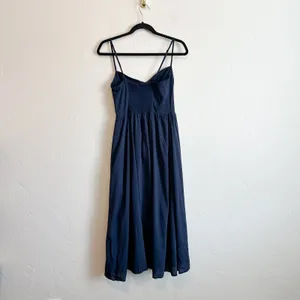 Reformation | Allure Sweetheart Neck Midi Slip Dress Navy Blue thumbnail 5