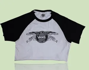 VANS x Antihero Collaboration Wht & Blk short sleeve raglan cropped graphic Tee thumbnail 1