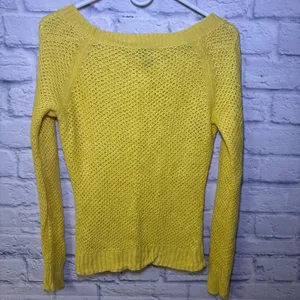 Lauren Ralph Lauren Open Knit Highlighter Yellow Sweater Medium Linen Blend thumbnail 8