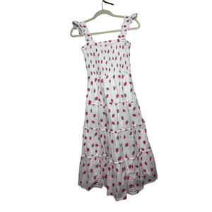 J. Crew Strawberry Smocked Tiered Midi Dress Sz. XXS thumbnail 4