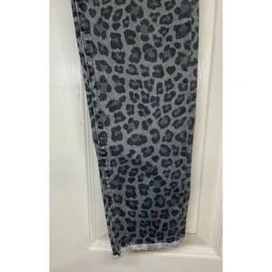H&M Grey Leopard Animal Print Super Skinny Denim Jeans Raw Hem S thumbnail 3