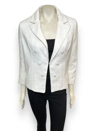 Lulu’s l White Tweed Open-Front Blazer Medium New with Tags thumbnail 4