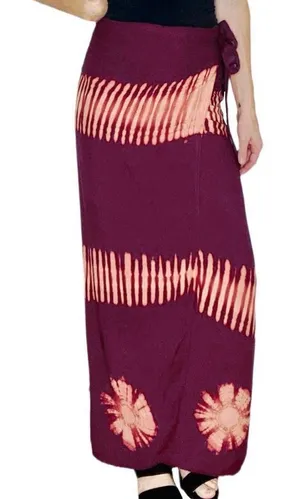 Vintage Y2K Purple Plum Tie Dye Hippie Festival Maxi Wrap Skirt thumbnail 1